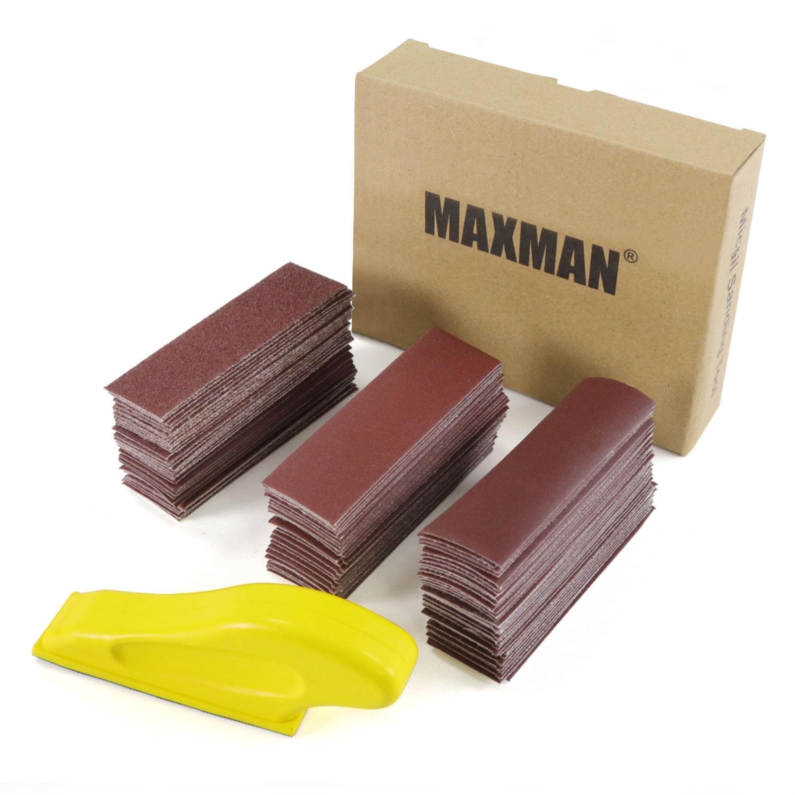 100 PCS Micro Sander Paper Kit 3.5x 1Hand Sanding Block Assorted Grits Polish