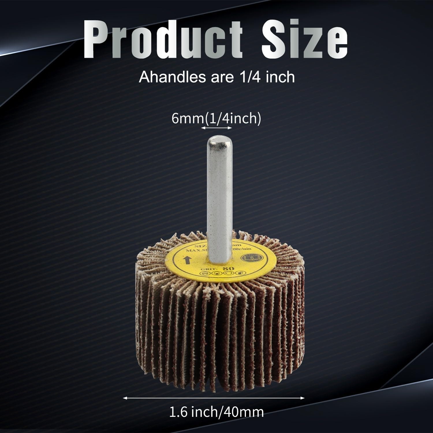 80-Grit Flap Wheels – 1.6 Inch, 1/4 Inch Shank, Ideal for Metalworking