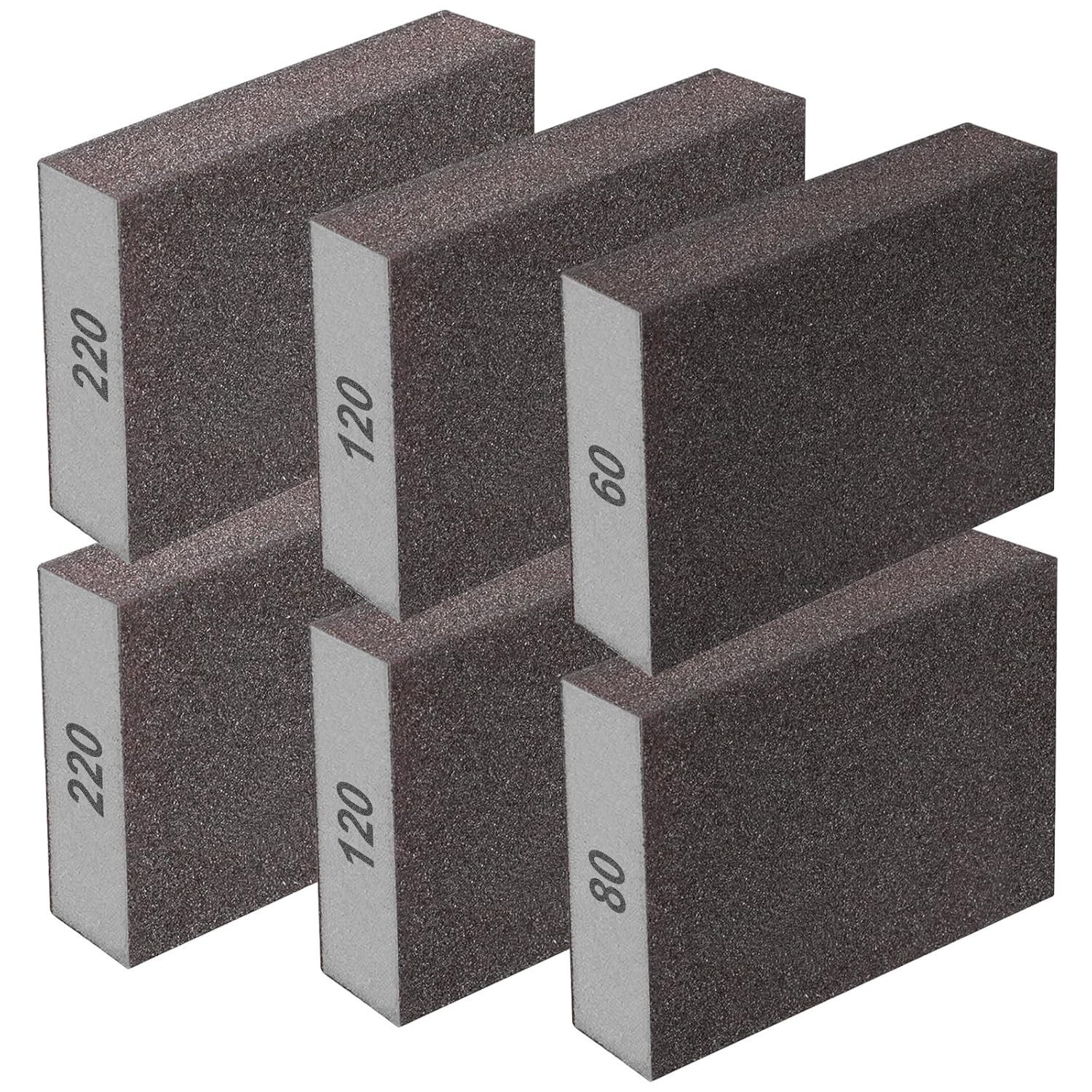 6Pcs Sanding Sponge 60 80 120 220 Coarse Medium Fine Grit Sanding Block Washable