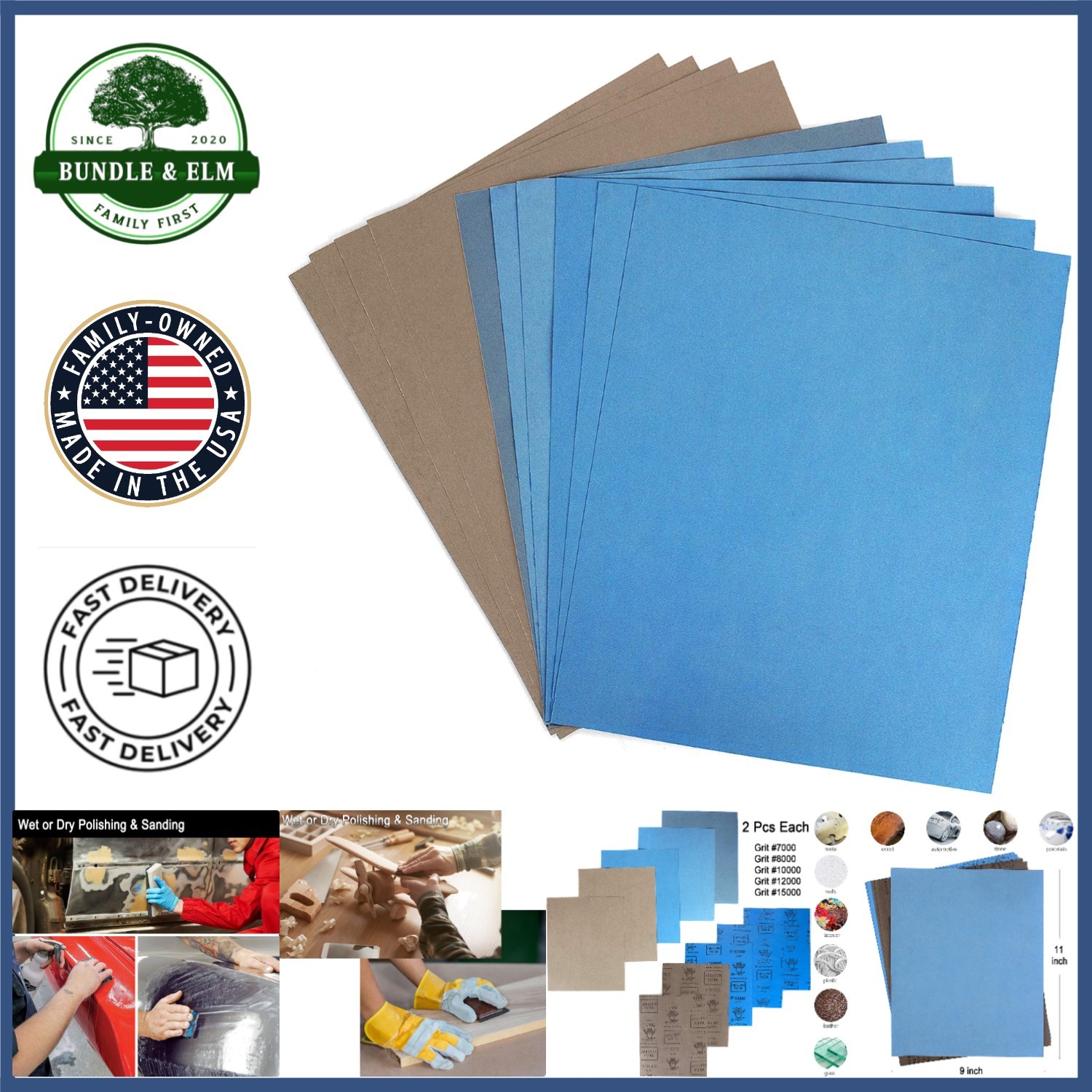 Ultra Fine Grit Sandpaper 10 Sheets for Polishing Glass, Wood, and Plastic Items