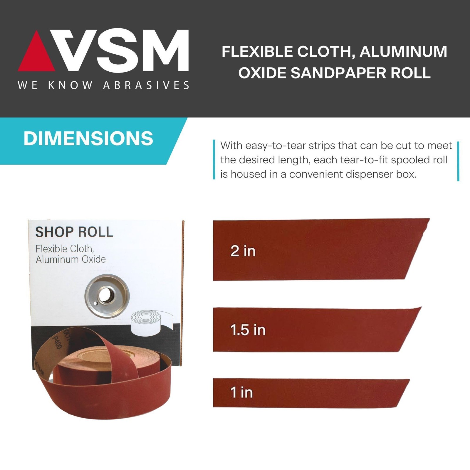 2″ x 50yd (150′), 80 Grit (Medium) Aluminum Oxide Sanding Roll, F-Weight Cott…