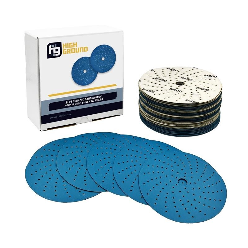 High Ground Blue Ceramic Hook & Loop 6″ w/ Holes Sanding Disc