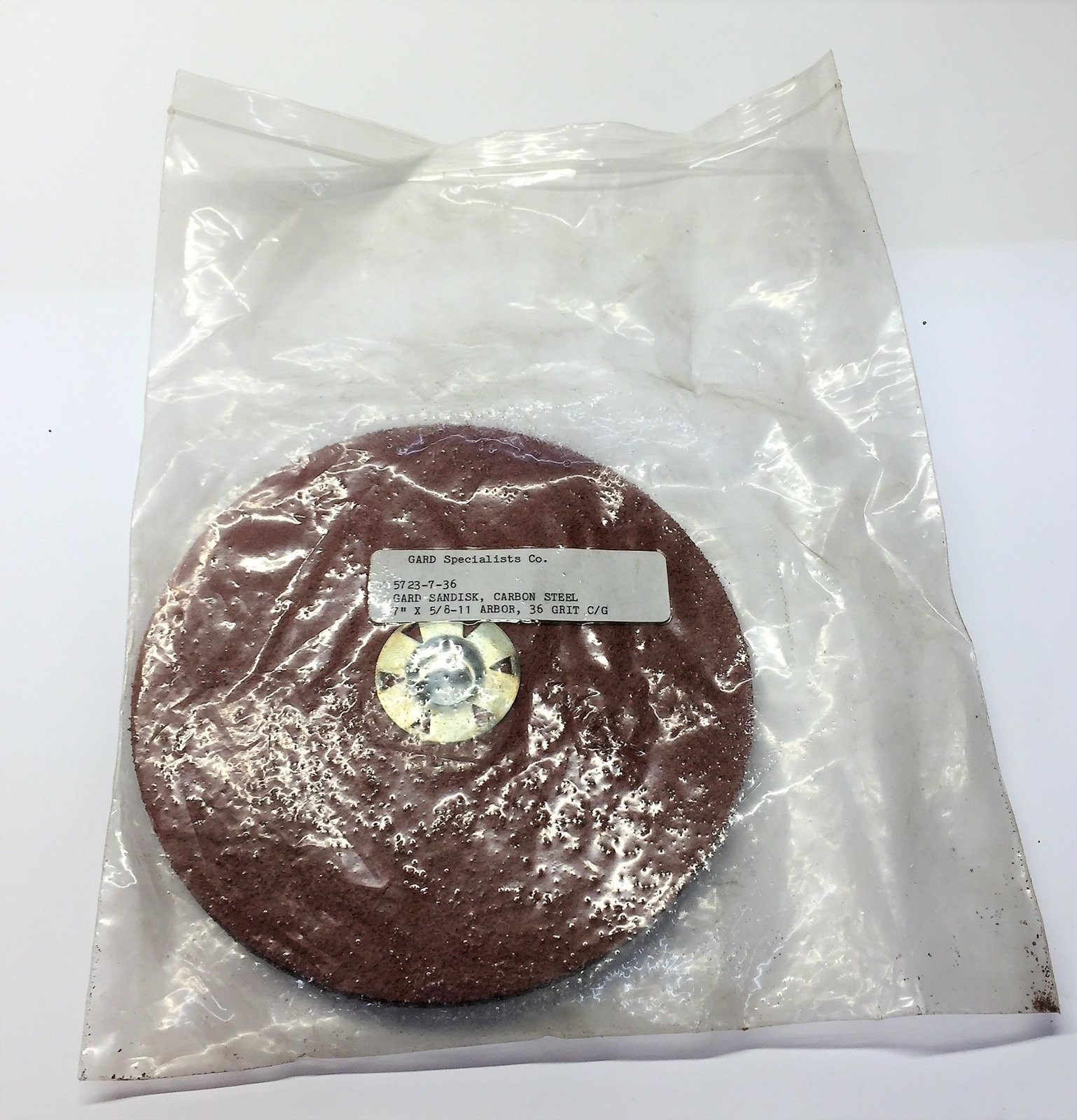 GARD Carbon Steel 36 Grit 7″x5/8-11 Arbor Sanding Disk 5723-7-36 [Lot of 3] NOS