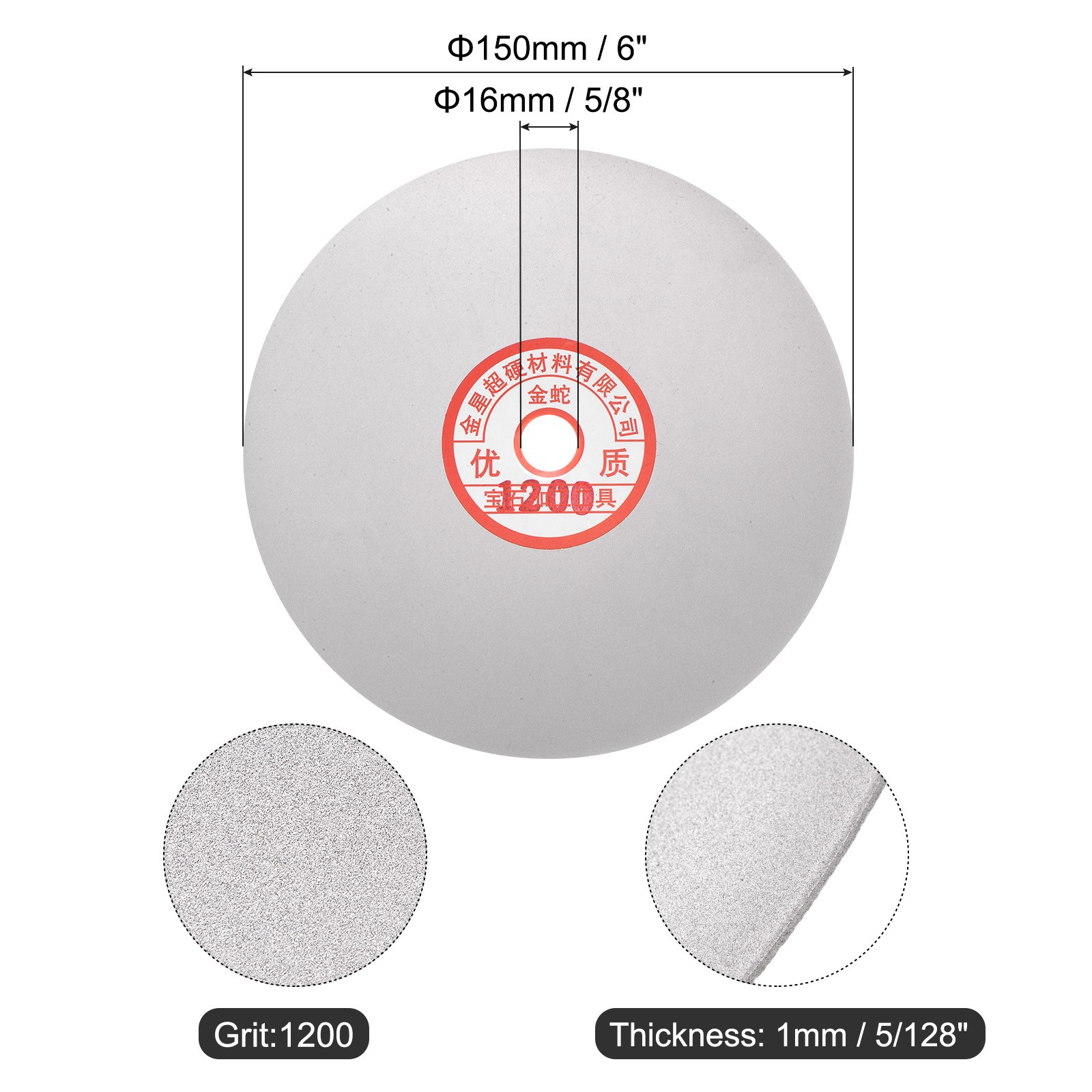 Diamond Sanding Grinding Disc 6″ Grit 1200 5/8″ Arbor Hole Flat Lap Wheel Disk