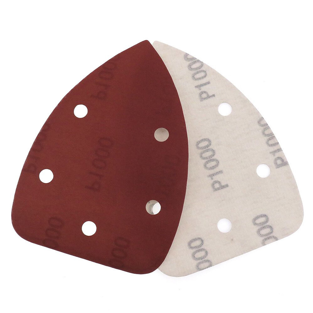 5 Hole Triangular Sanding Pads Hook & Loop Red Sand Paper 40#-2000# 140x140x90mm
