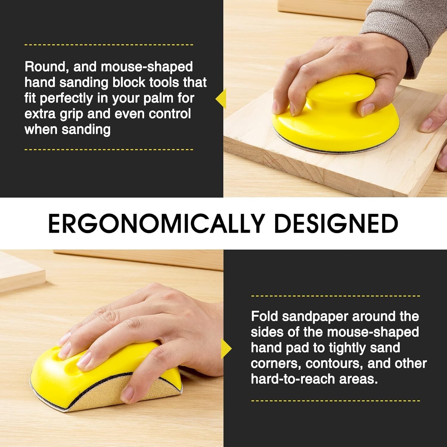 2PCS 5 in Mouse Round Hand Sander Sanding Block Tools Hook Loop Disc Backing Pad