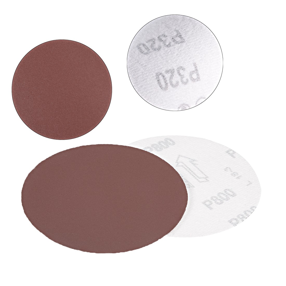 50Pcs 5 Inch Hook Loop Sanding Disc 800 Grits Flocking Sandpaper Brown