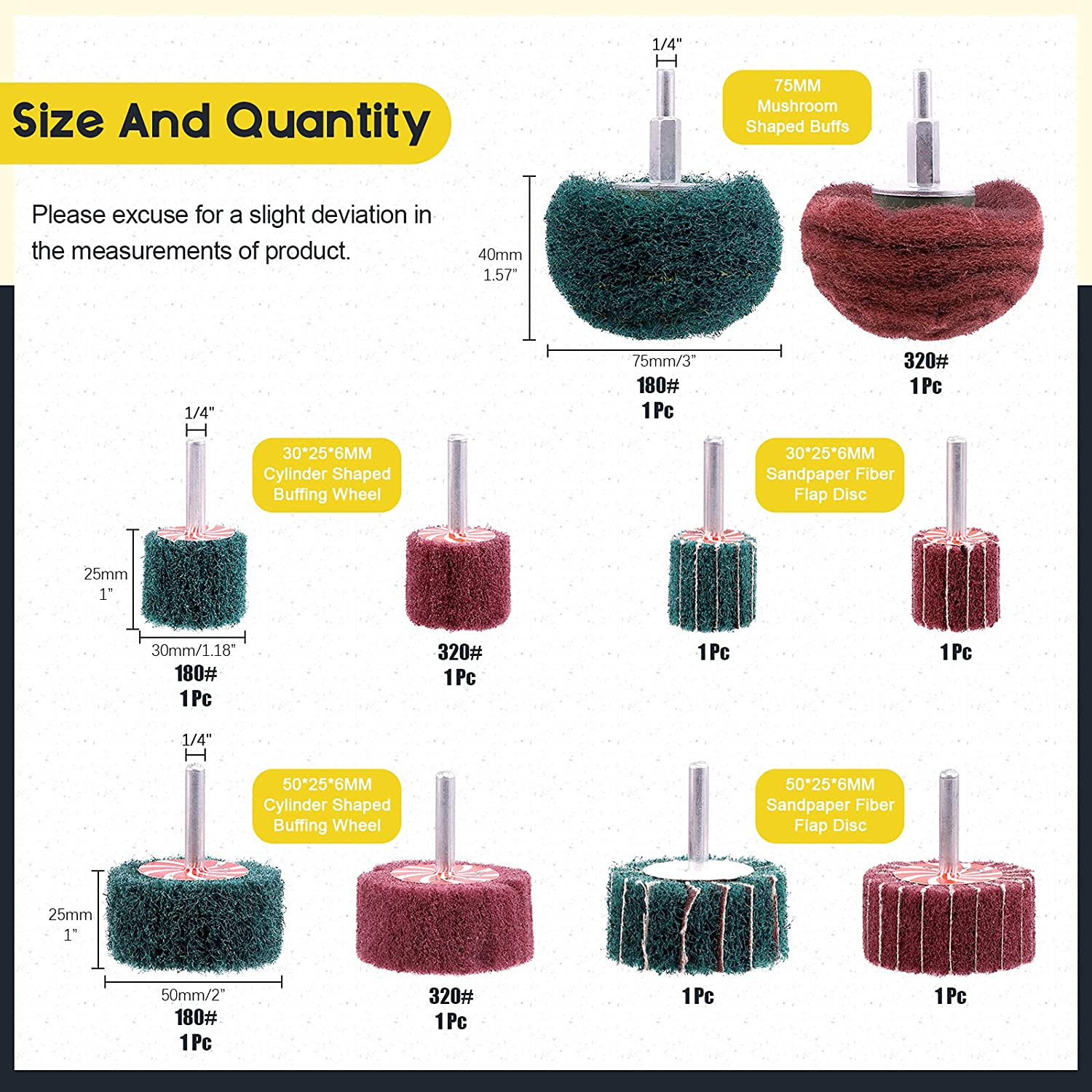 10Pcs Non Woven Abrasive Buffing Pads Wheels Drill Attachment Set, Scouring Pads