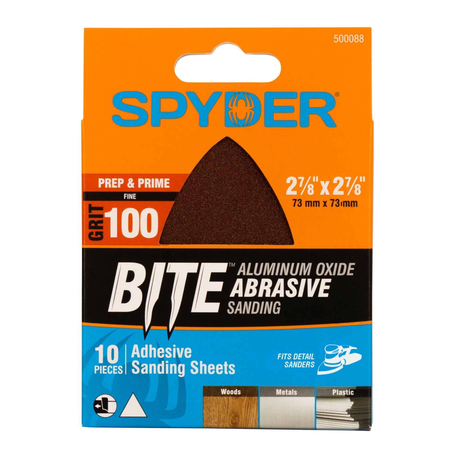 Spyder 2-7/8 in x 2-7/8 in 100 Grit Detail Sanding Sheets 10-Pack 500088