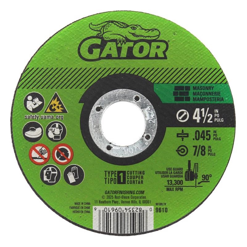 Gator 4-1/2 in. D X 7/8 in. S Aluminum Oxide Masonry Cut-Off Wheel 1 pc