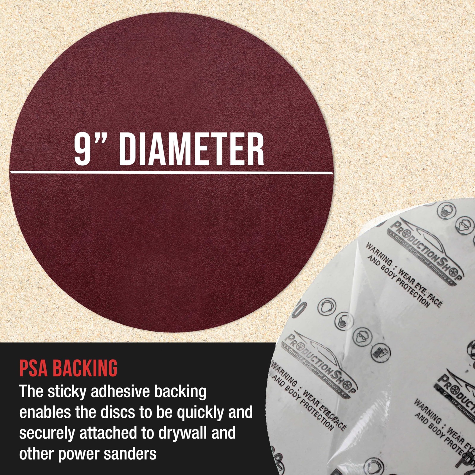 Red 9 Inch PSA Sanding Discs 120 Grit 20 PCS Self Adhesive Stickyback Paper