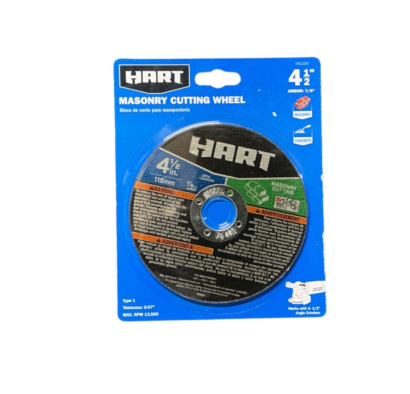 HART 4-1/2-inch Type 1 Grinder Masonry Cutting Wheel (7/8″ Arbor)- 2 PACK