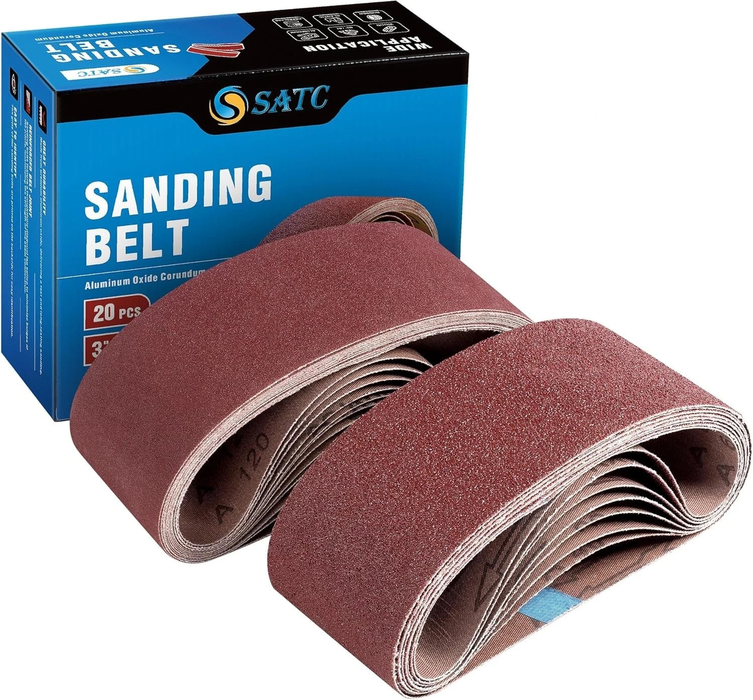 S SATC 3×18 Sanding Belts 20PCS Belt Sander Paper Aluminum Oxide (3 Inch