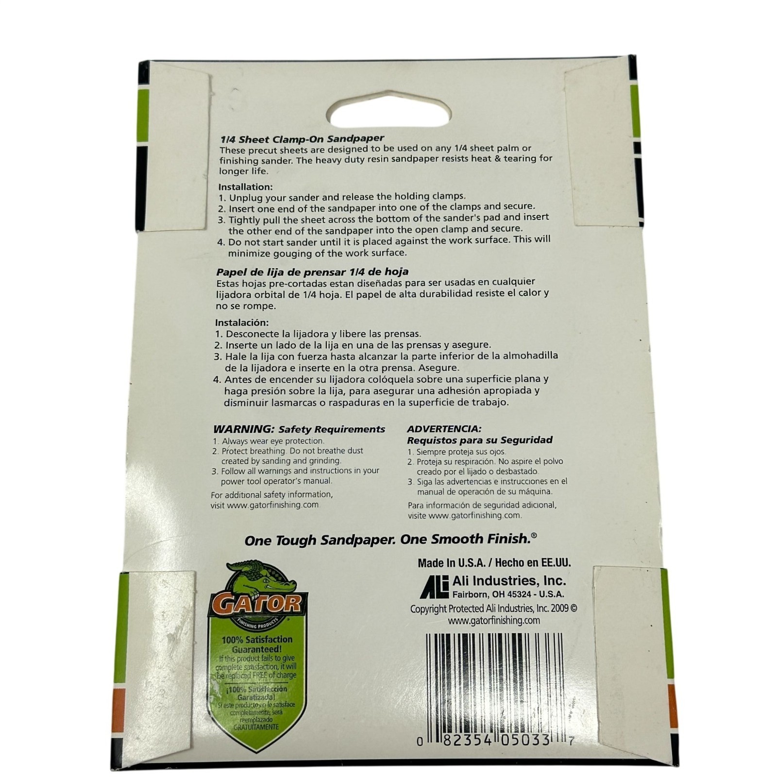 Gator Power 1/4 Sheet Clamp-On Sandpaper 60 150 Grit 4.5 x 5.5 Alum Oxide