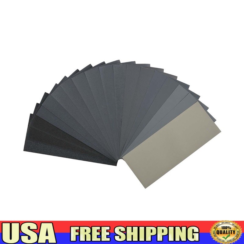 18 Pack Sandpaper 120 to 3000 Grit Assorted Wood Metal Automotive Finishing New