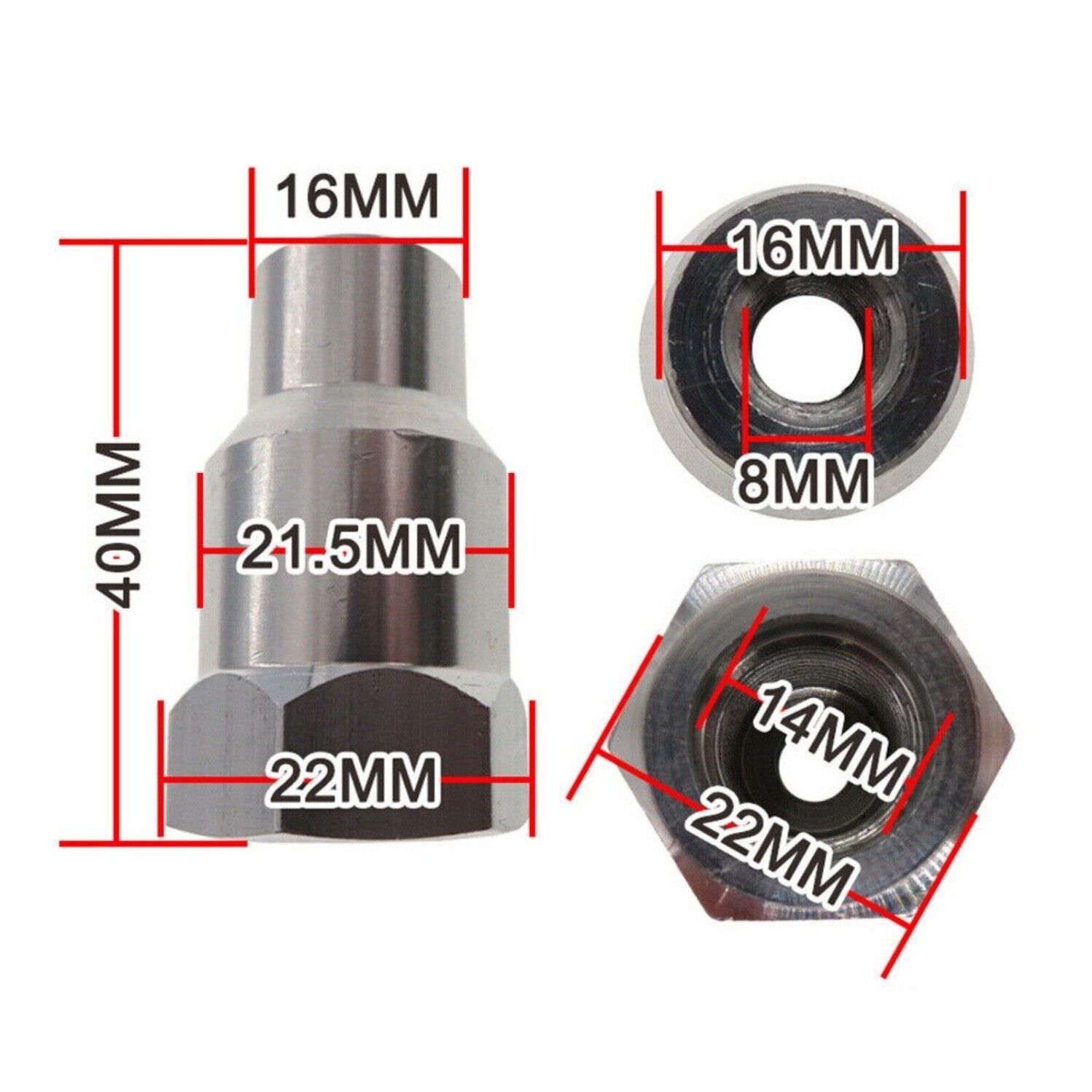 M14 Thread Adapter Connector Converter to M8 5/16-24T for Angle Grinder Polisher