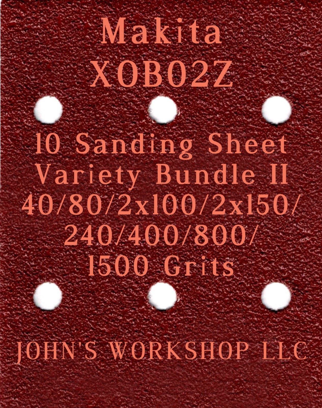 Makita XOB02Z – 40/80/100/150/240/400/800/1500 Grit – 10 Sheet Variety Bundle II