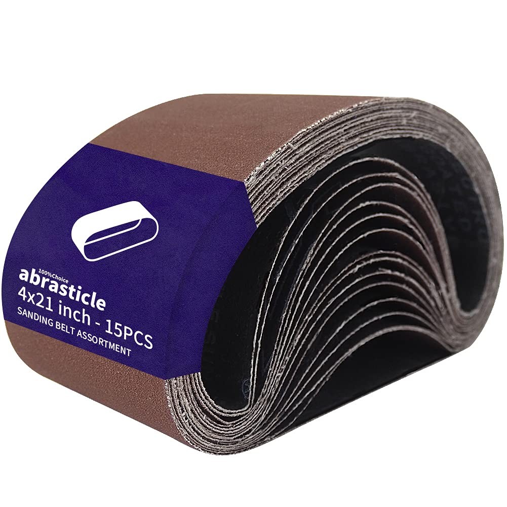 15 Pcs 4 X 21 Inch Assorted Aluminum Oxide Sanding Belts 80/120/150/240/400 Grit
