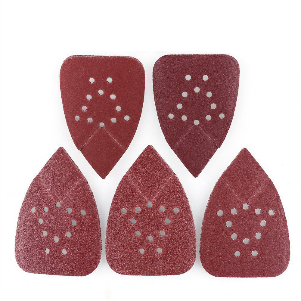 50x 12 Holes 60-220 Grit 95mm Triangle Sanding Discs Sheet Mouse Sandpaper Pads