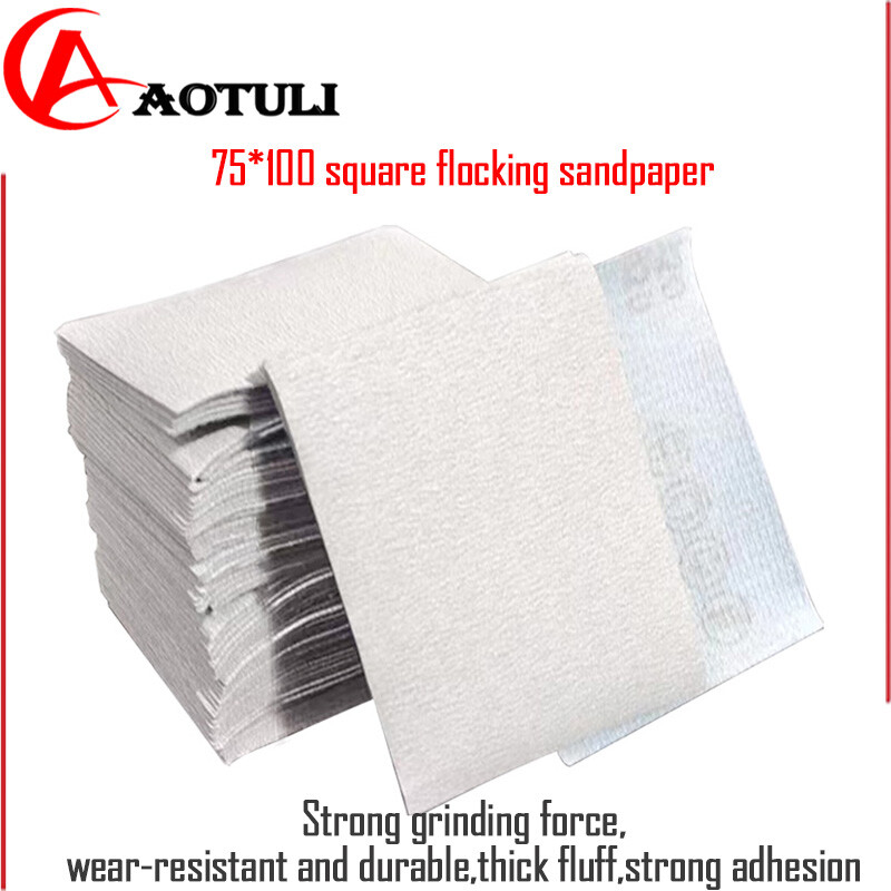 （100pcs）Square Flocking Sandpaper70x100mm Small Square Grinder Dry Abrasive