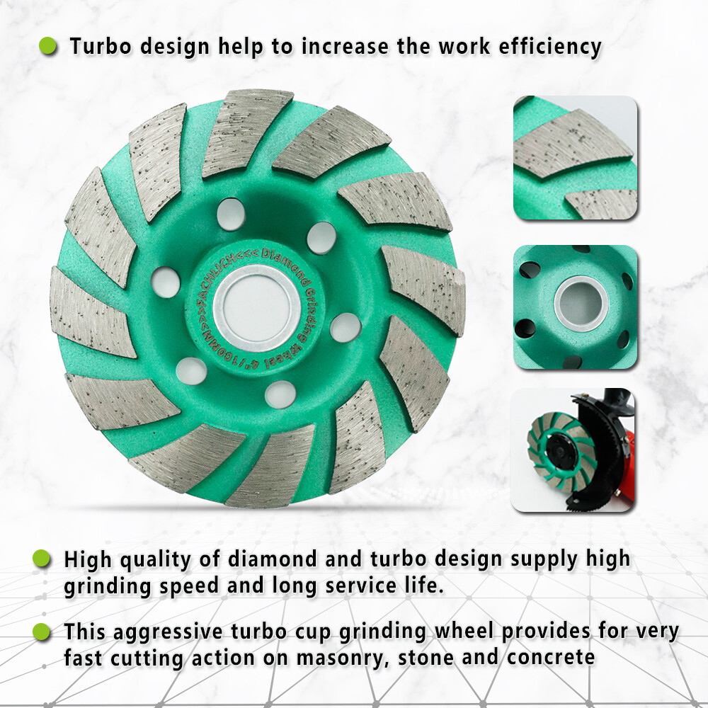2pcs 4” / 100mm Turbo Diamond Grinding Wheel Disc for Concrete Marble Granite