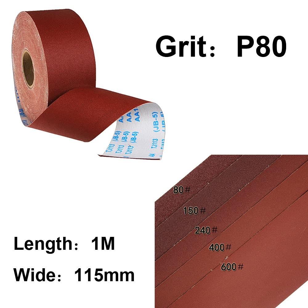 80 Grit Sandpaper Roll, 1 metre x 115 mm Aluminum Oxide Emery Cloth Abrasive …