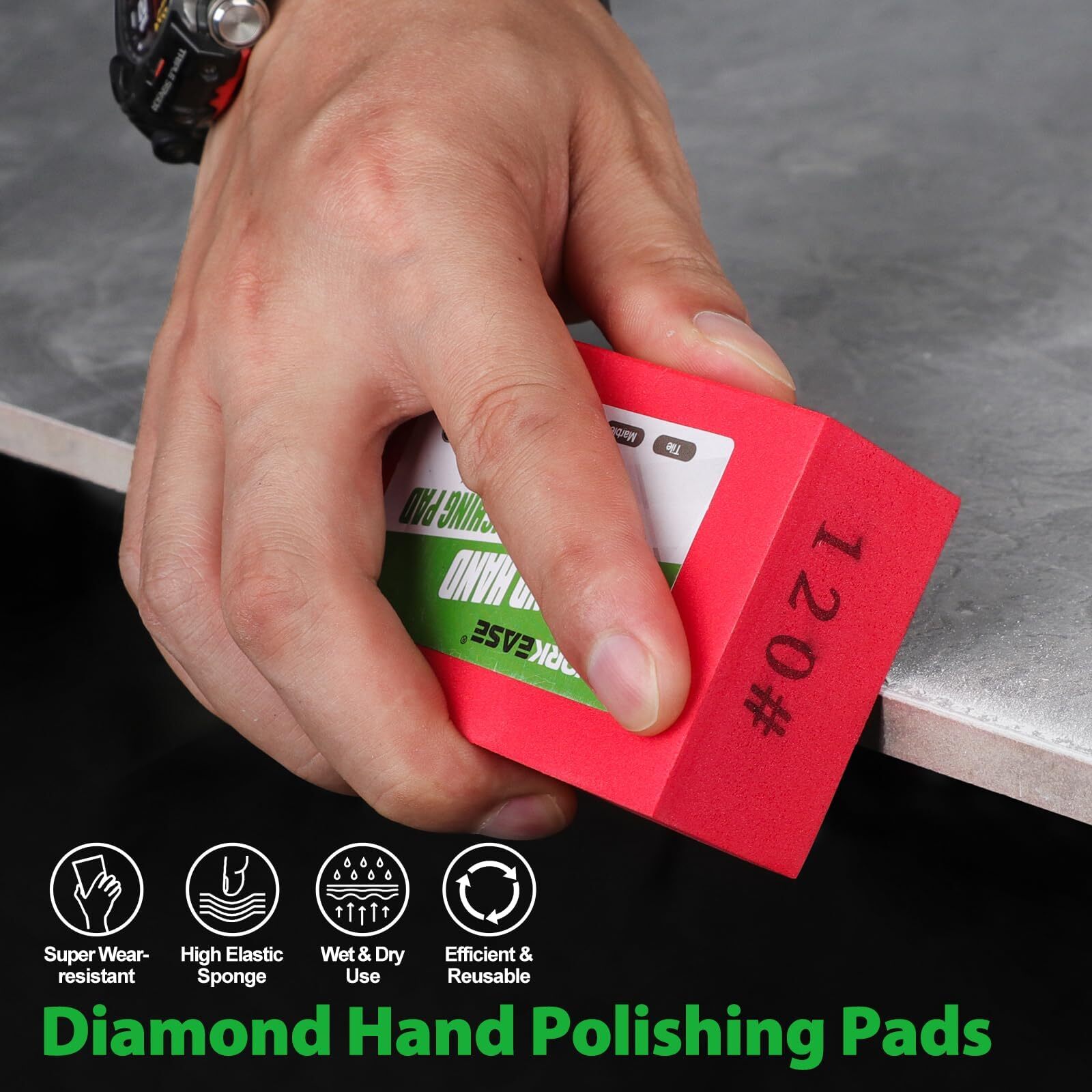 5PCS Diamond Polishing Pads 60/120/240/400/1000 Grit for Glass Stone Metal
