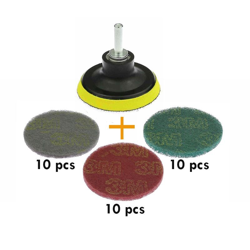 30 Pcs Drill Clean Pad Non-woven Abrasive Sanding Disc Coarse to Fine Change
