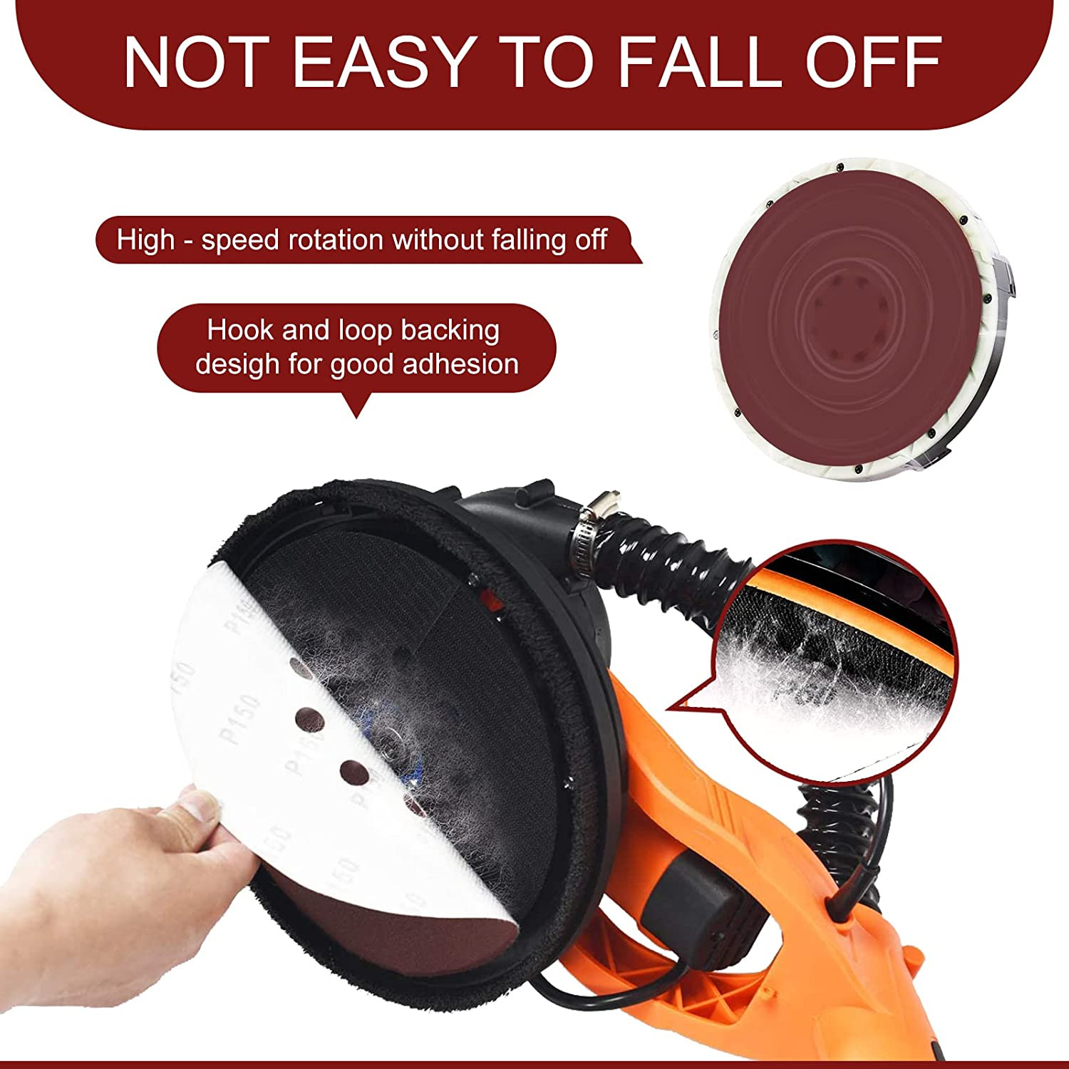 9 Inch Sanding Discs 40 Grit 8 Holes Hook and Loop Sandpaper for Drywall Sander