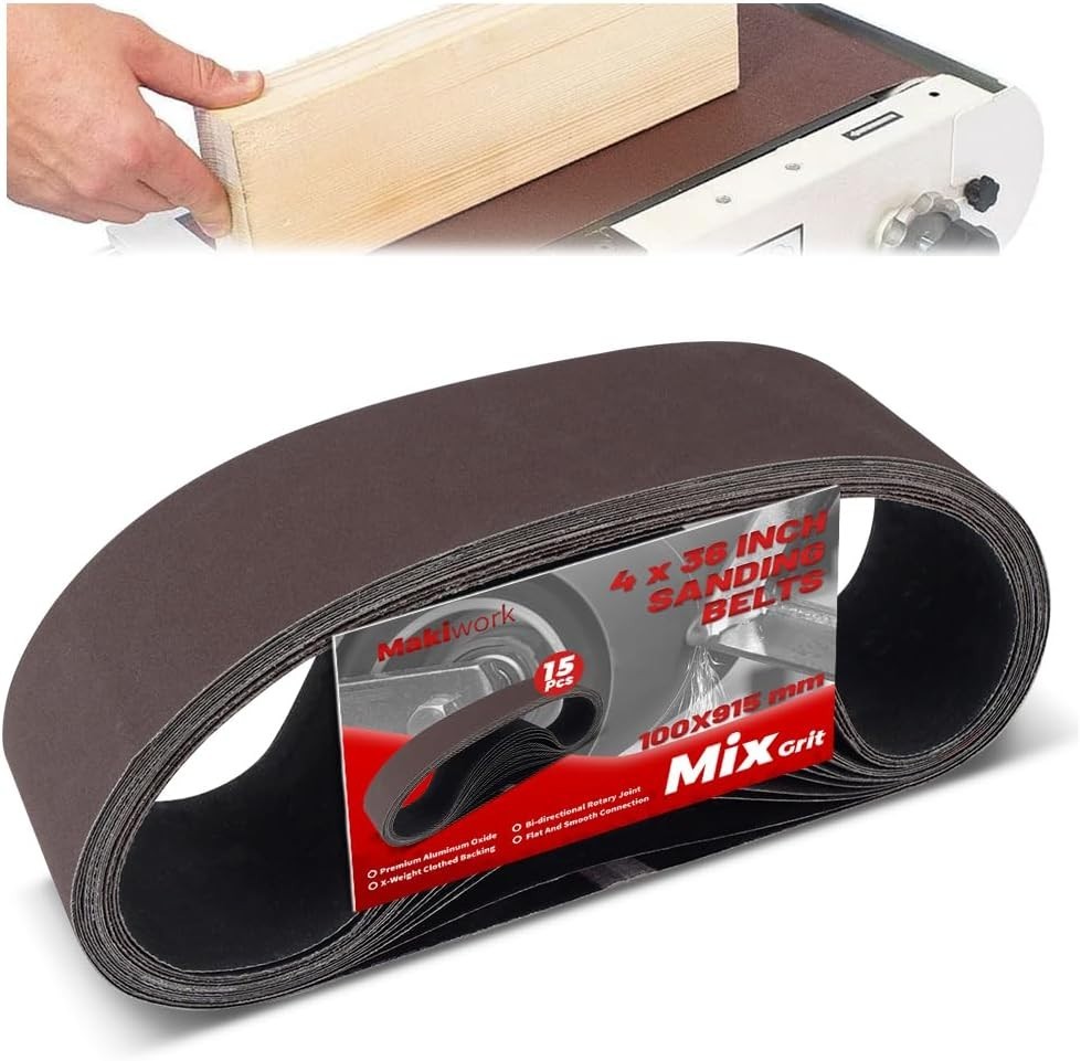 4 x 36 Inch 100 x 915 mm Sanding Belts Set – 15-Pack with 4 x 36(15pcs)