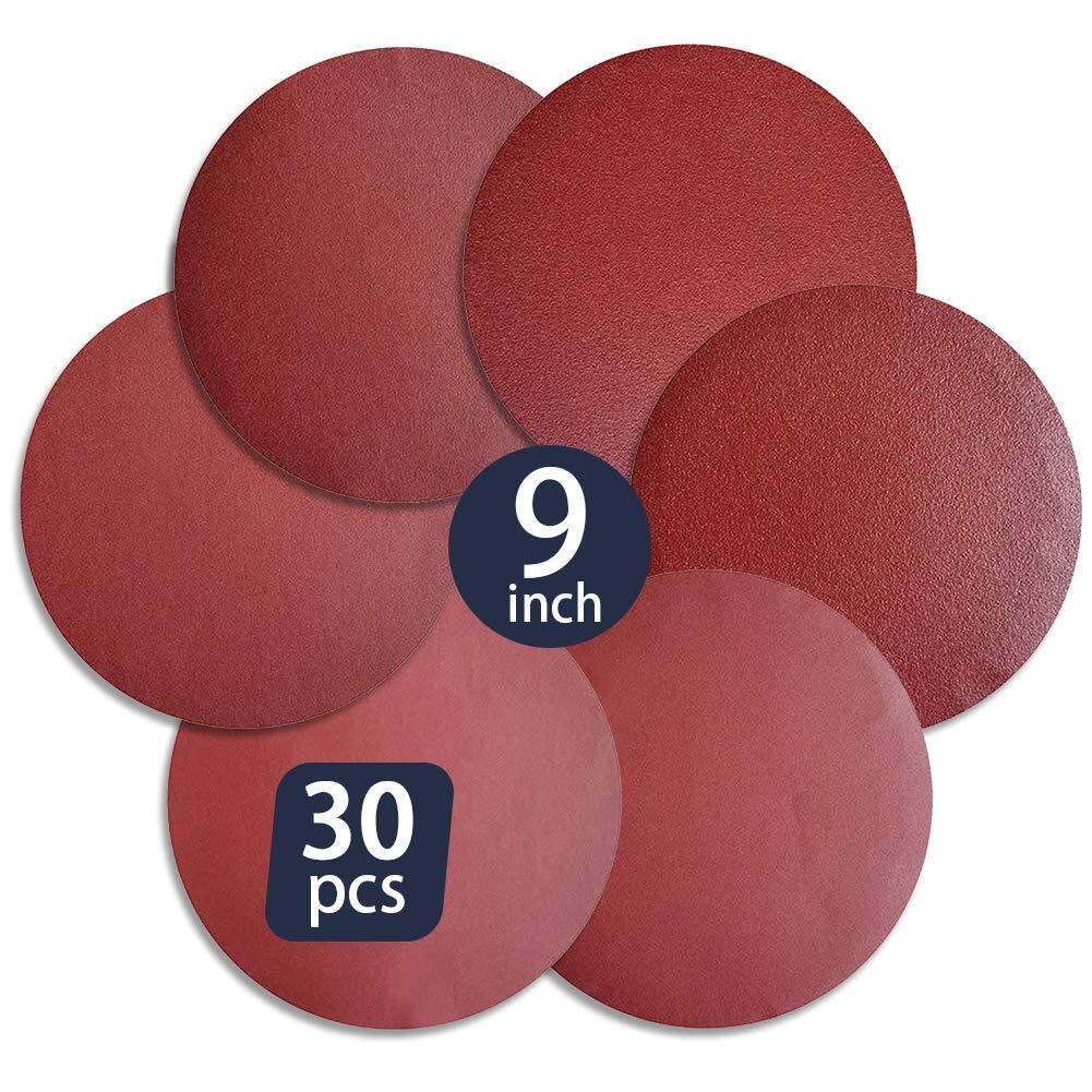 30 Pcs 9″ Sanding Discs Self Adhesive Aluminum Oxide Sandpaper Discs for Floor