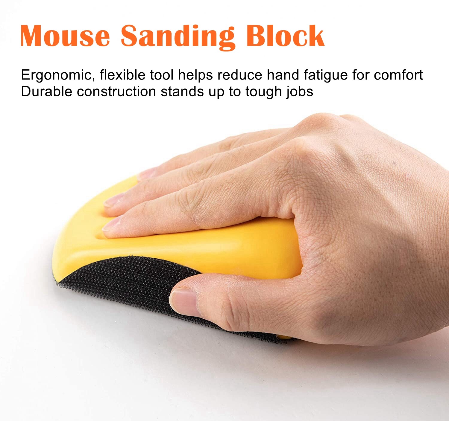 5inch Mouse Round Foam Hand Sander Sanding Blocks Pads Hook Loop Sandpaper Discs