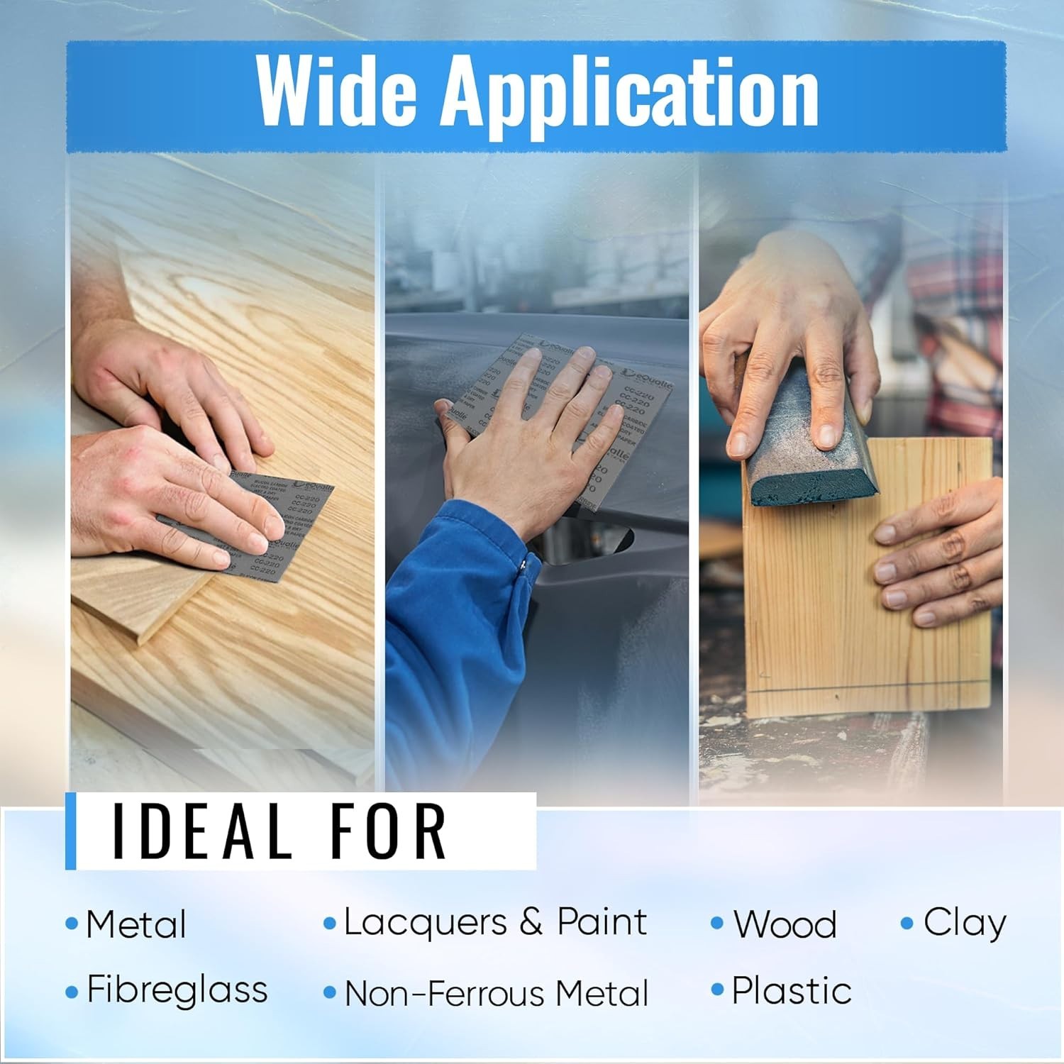 Pack of 10 Silicon Carbide Sanding Sheets 9×11 in 500 Grit Wet Dry