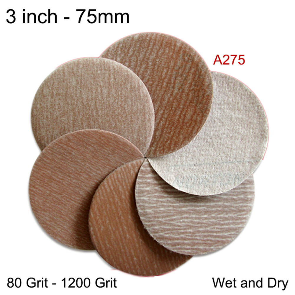 75mm Hook and Loop Sanding Disc Pads 3 Inch Orbital Sandpaper 80-1200 Grit A275
