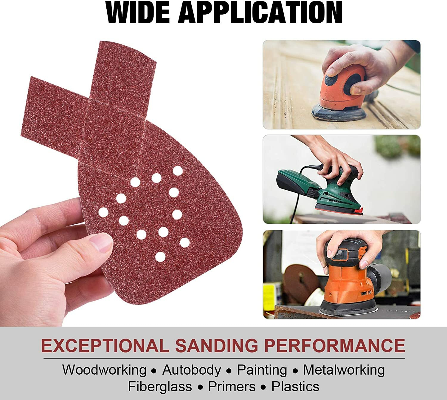 60-240Grit Mouse Sandpaper Hook Loop Sanding Pads for Black+Decker Detail Sander