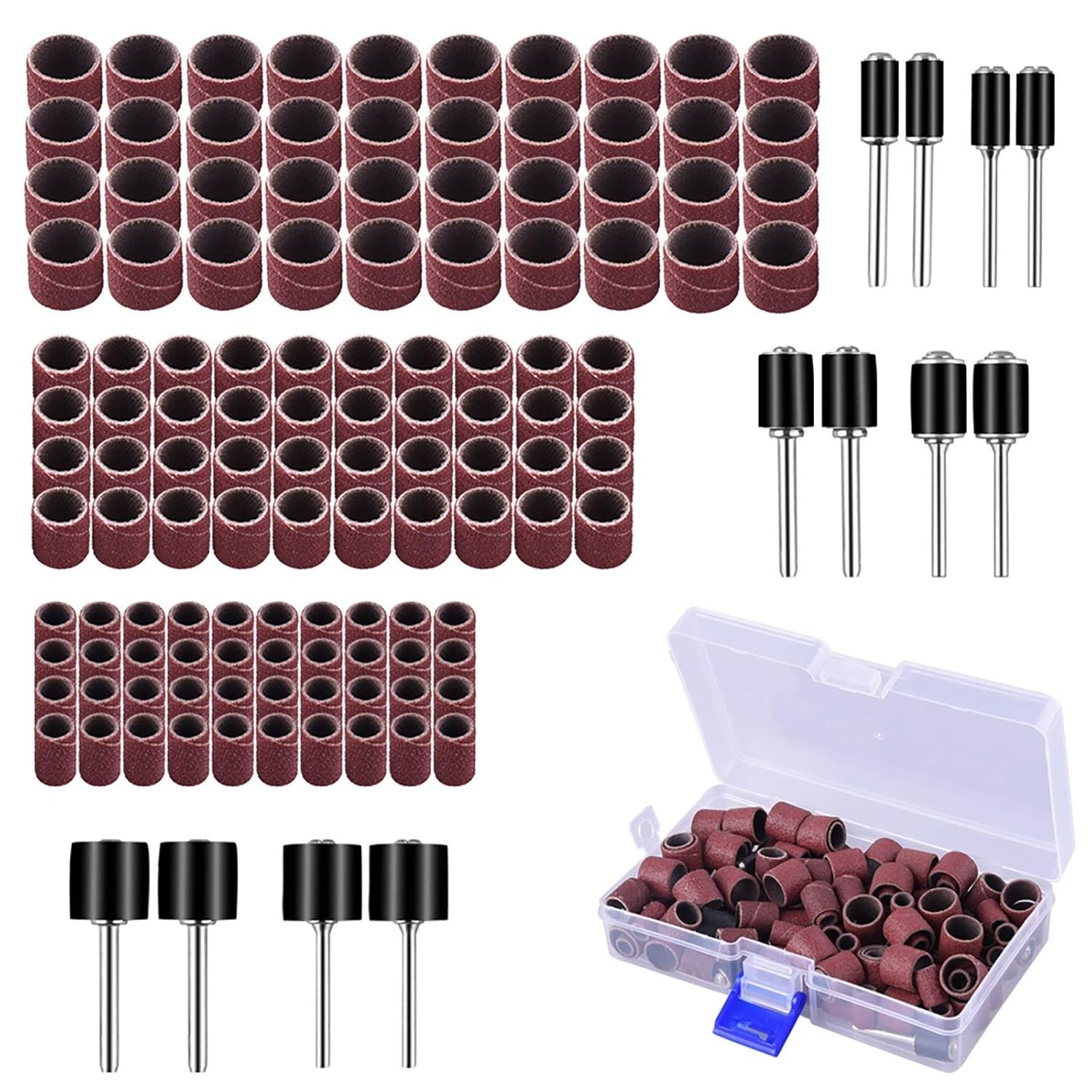 132PCS Sanding Drum Set with 120 Sleeves & 12 Mandrels for Dremel Rotary Tool