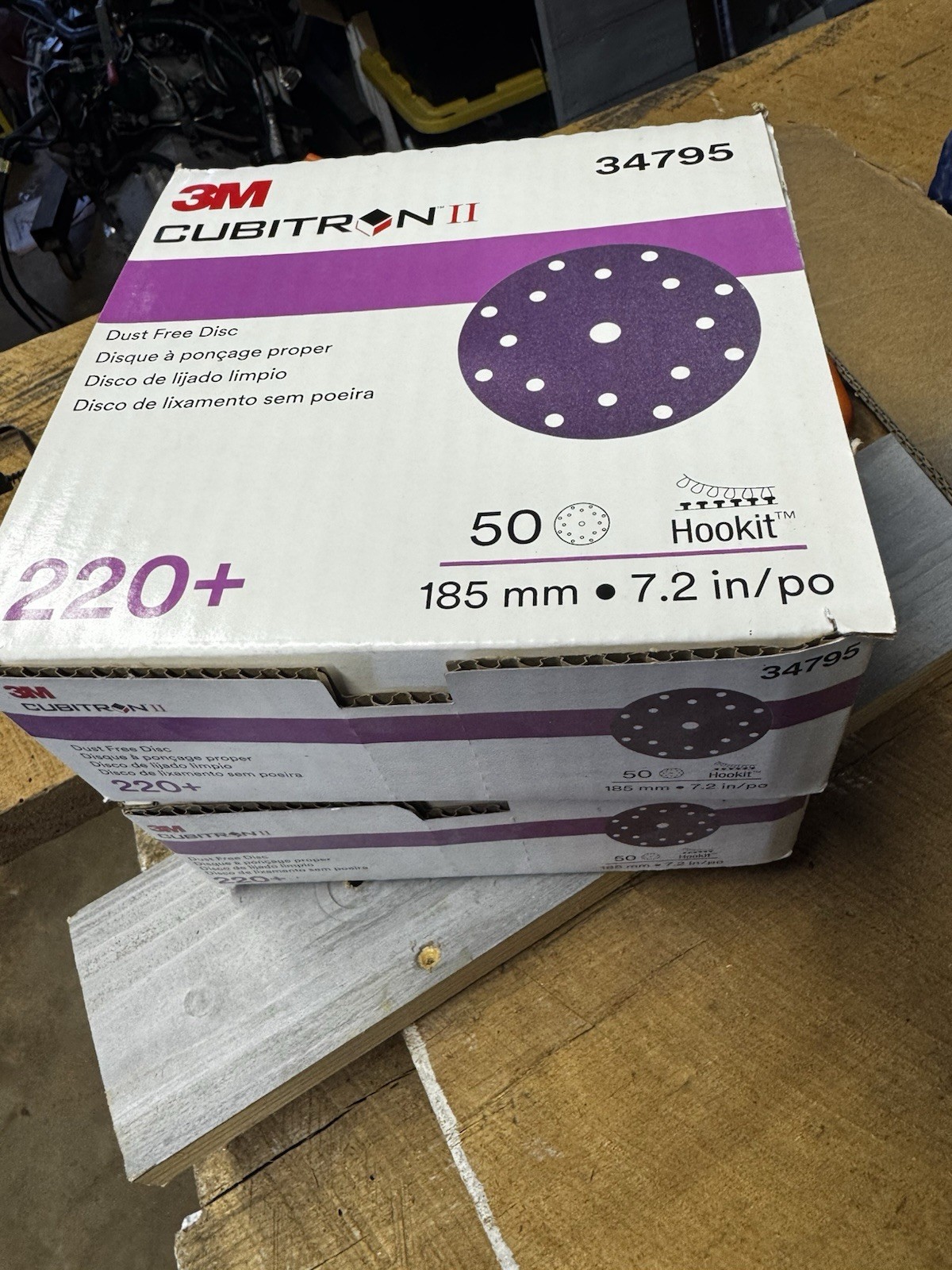 3 Boxes!!! 3M Cubitron II Hookit Clean Sanding Disc, 34795, 185 mm, 220+ grade