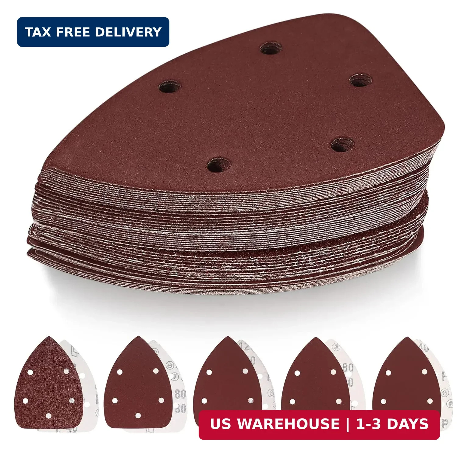 50 Pcs Mouse Detail Sander Sandpaper, 40/80/120/180/240 Grit Hook and Loop 140mm