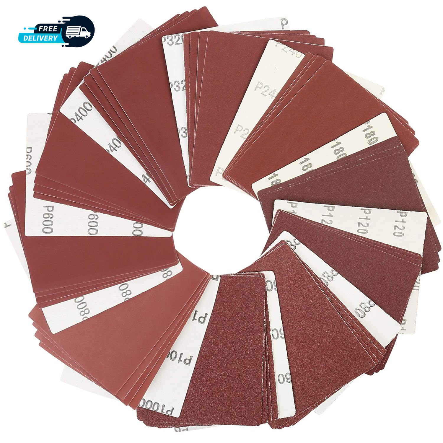 1/4 Sheet Sandpaper for Palm Sander 50PCS 60 80 120 180 240 320 400 600