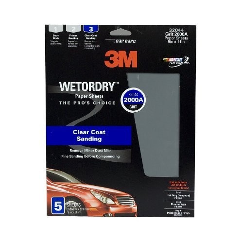 3M 32044 Wetordry Sandpaper 9×11 in 2000 Grit Black 5 Sheets