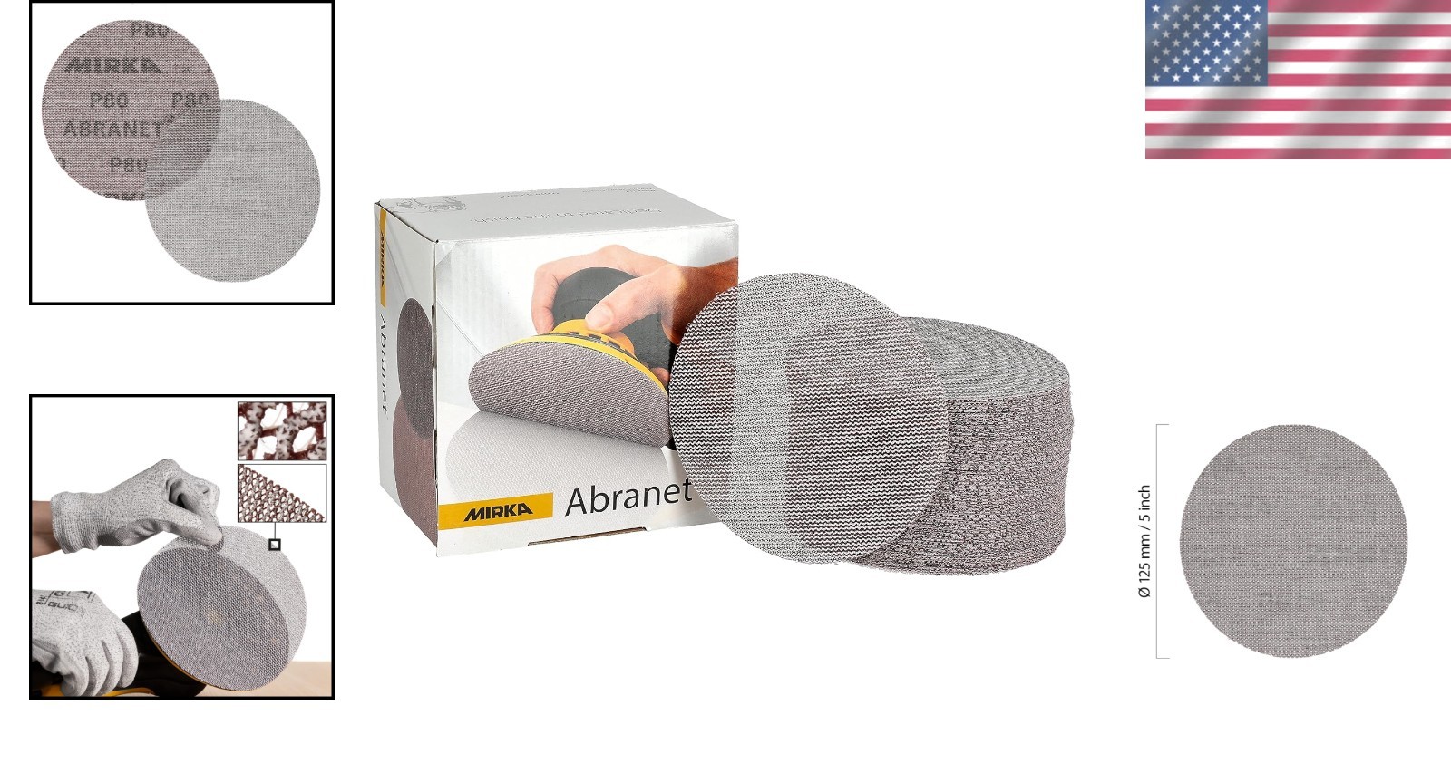 Efficient 80 Grit Abranet Sanding Discs – 5 Inch, 50 Count for Dust-Free Finish