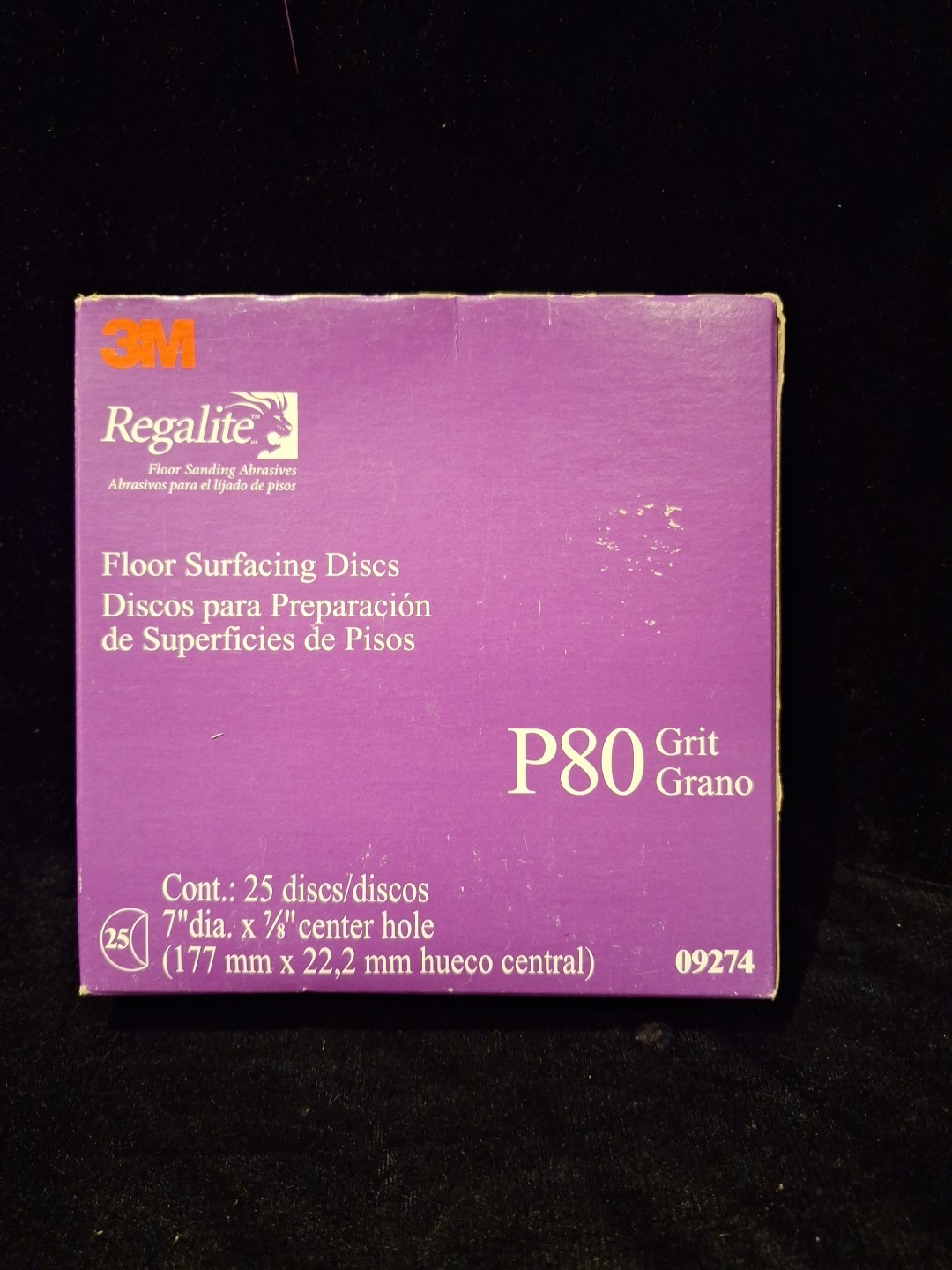 3M Regalite Floor Surfacing Discs, P80 Grit, 25 Discs, 7″ dia. x 5/16″ (09298)FS