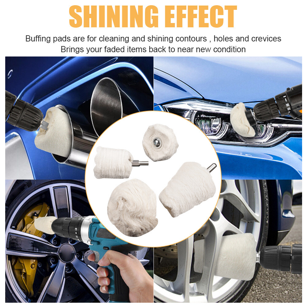 14PC Cotton Buffing Wheel Kit for Drill Rotary Tool Aluminum Metal Polishing Pad