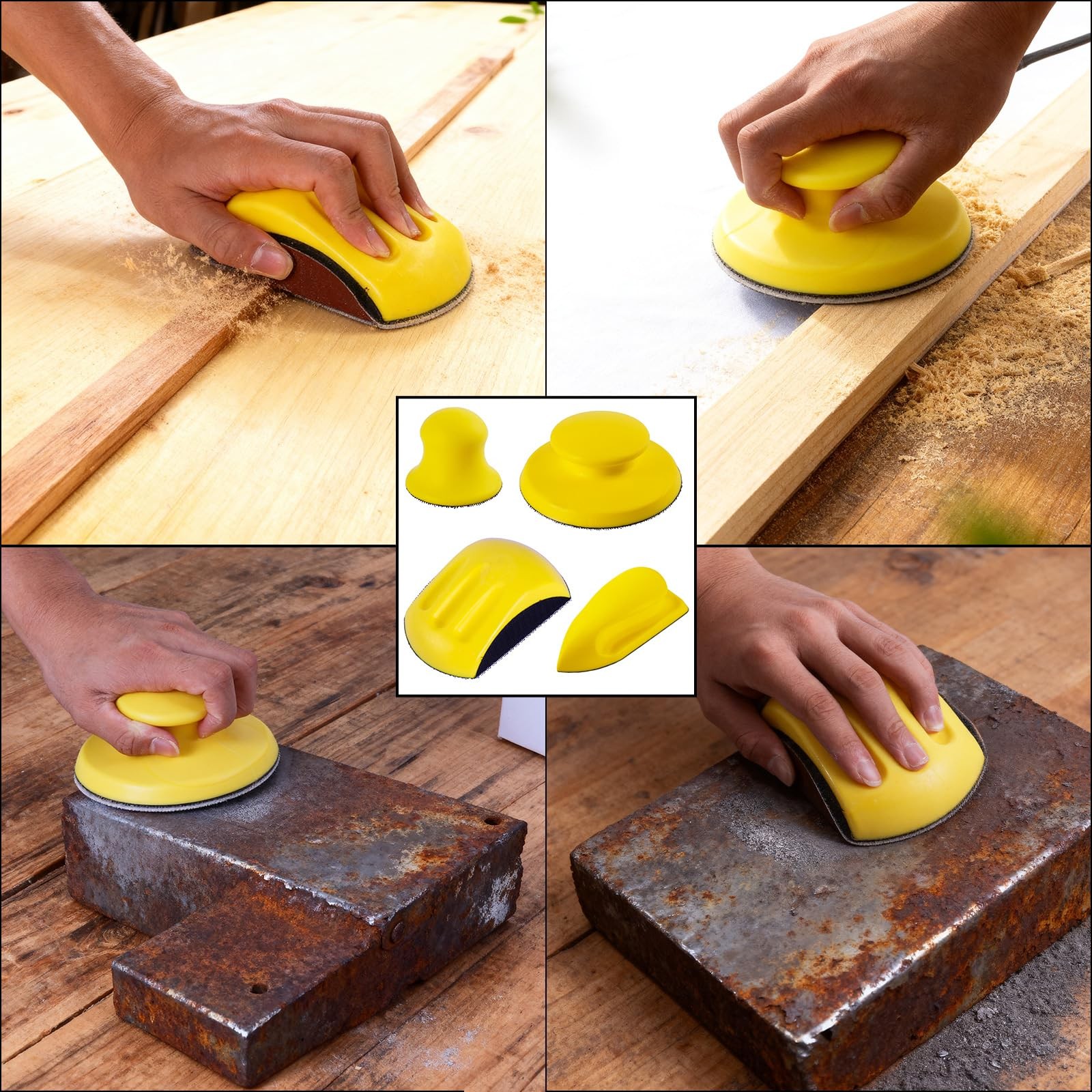 4Pcs Hook and Loop Sanding Block 1 Cleaning Brush 5 Inch Round and Sanding Bl…