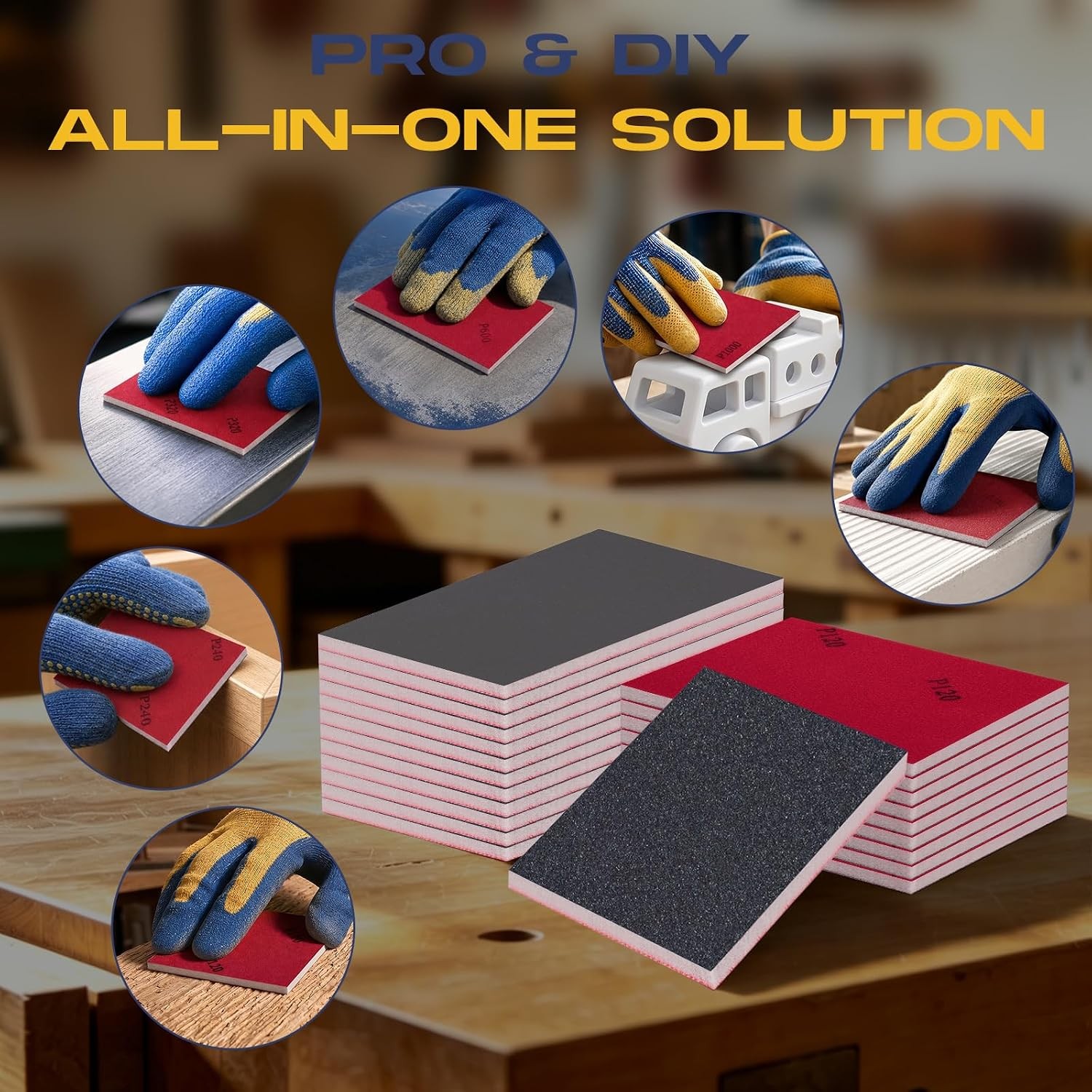 24 Pack Reusable Washable Sanding Sponge Set 120-3000 Grit Fine Sandpaper Block