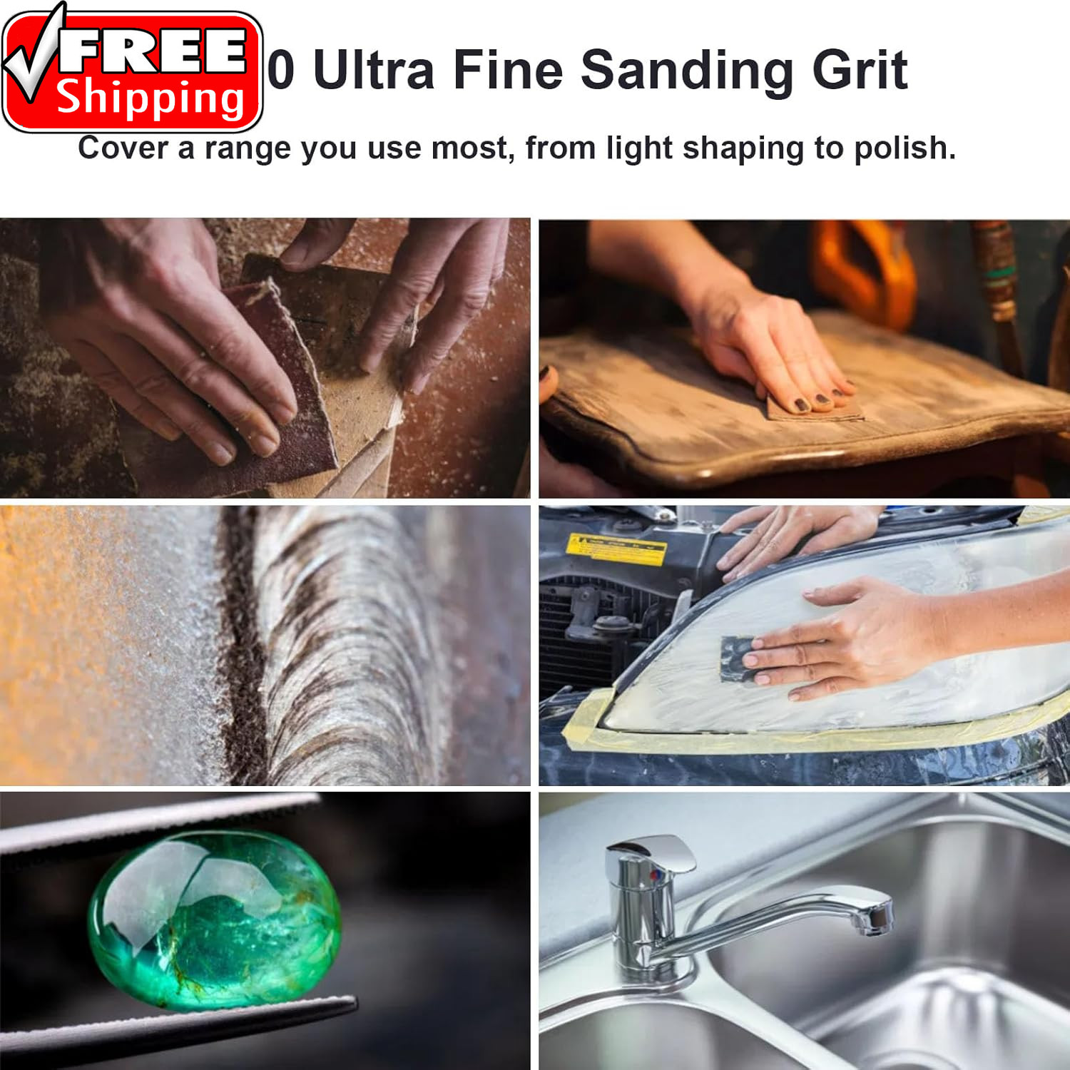 Extra Fine Sand Paper 120 to 20000 High Grit, 22 PCS Sandpaper Sheets with 3 Fin