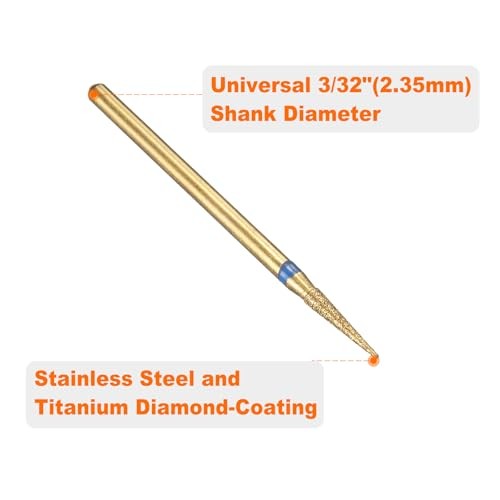 5pcs 120-140 Grits Diamond Grinding Bit 2mm Tapered Head 2.35mm 2x10mm Blue