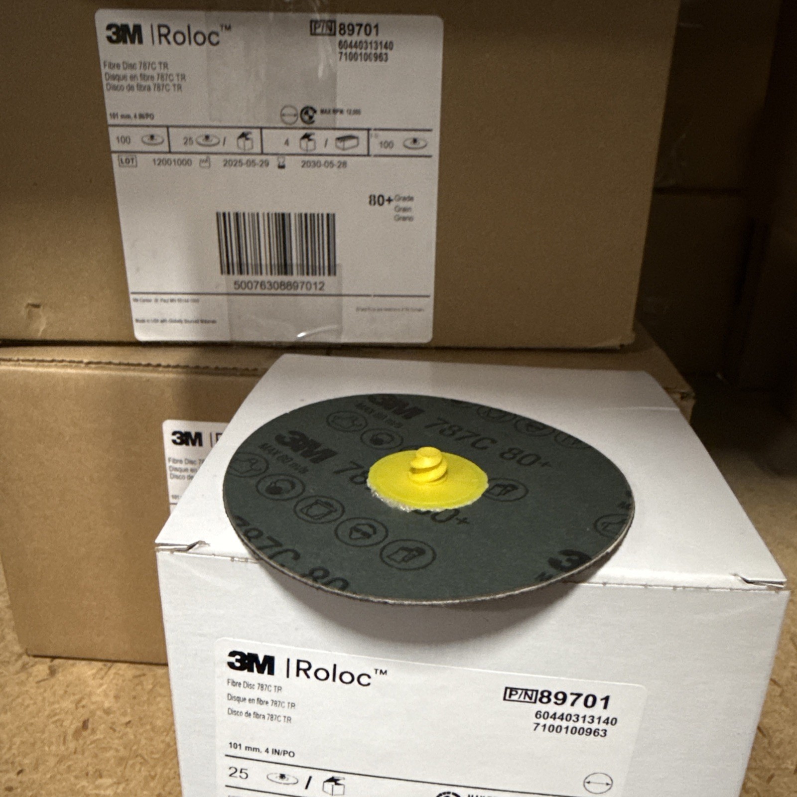 3M Roloc Fibre Disc – 4in- 787C, 80+ Ceramic, TR Quick Change, Case of 100