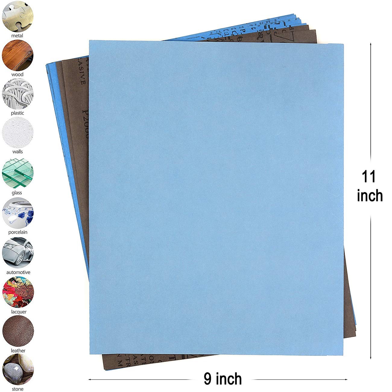 CenterZ 9×11 inch 18 Sheets Sandpaper, Wet or Dry 2000-12000 Grit 9 Assortmen…