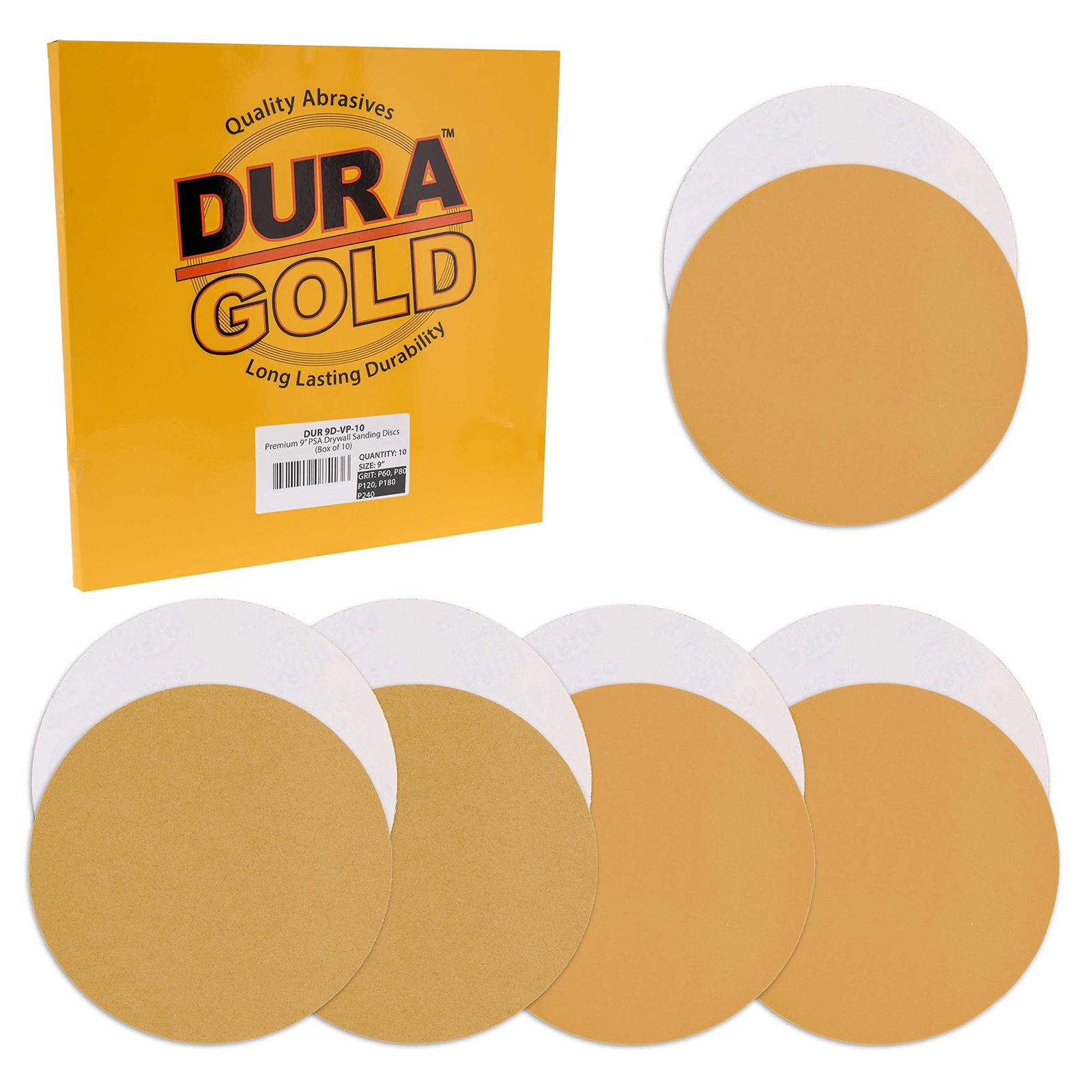 10 Pack 9 inch Drywall Sanding Discs Variety Pack 60-240 Grit PSA Self Adhesive